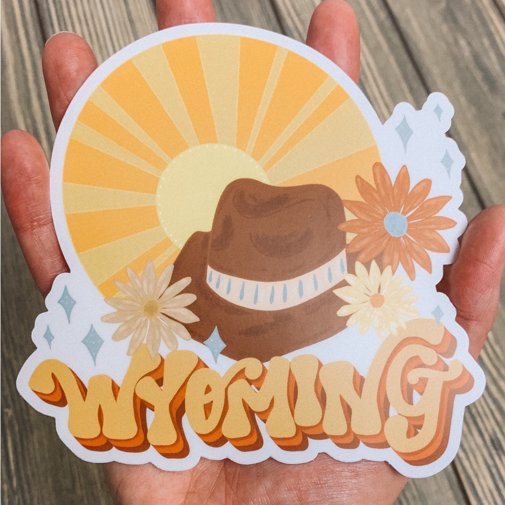 Wyoming Retro Vibes Sticker - Large